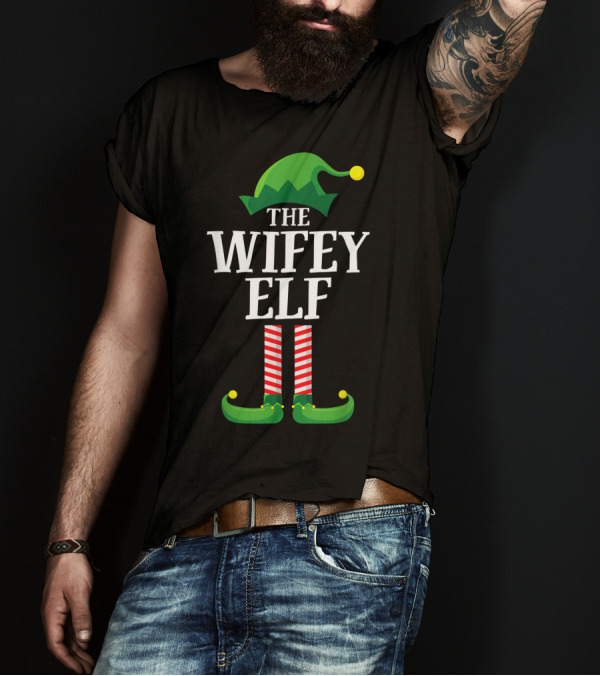 The Wifey Elf Matching Group Christmas Couple T-Shirt