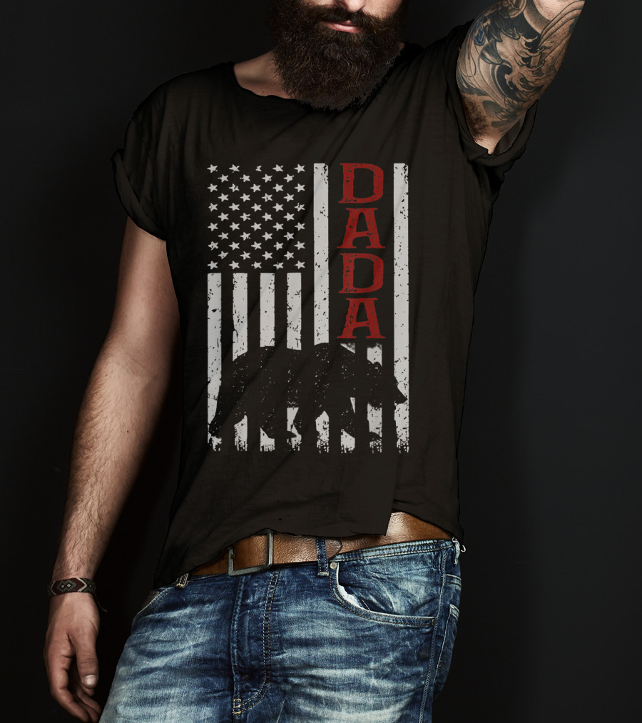American Flag Dada Bear Silhouette T-Shirt