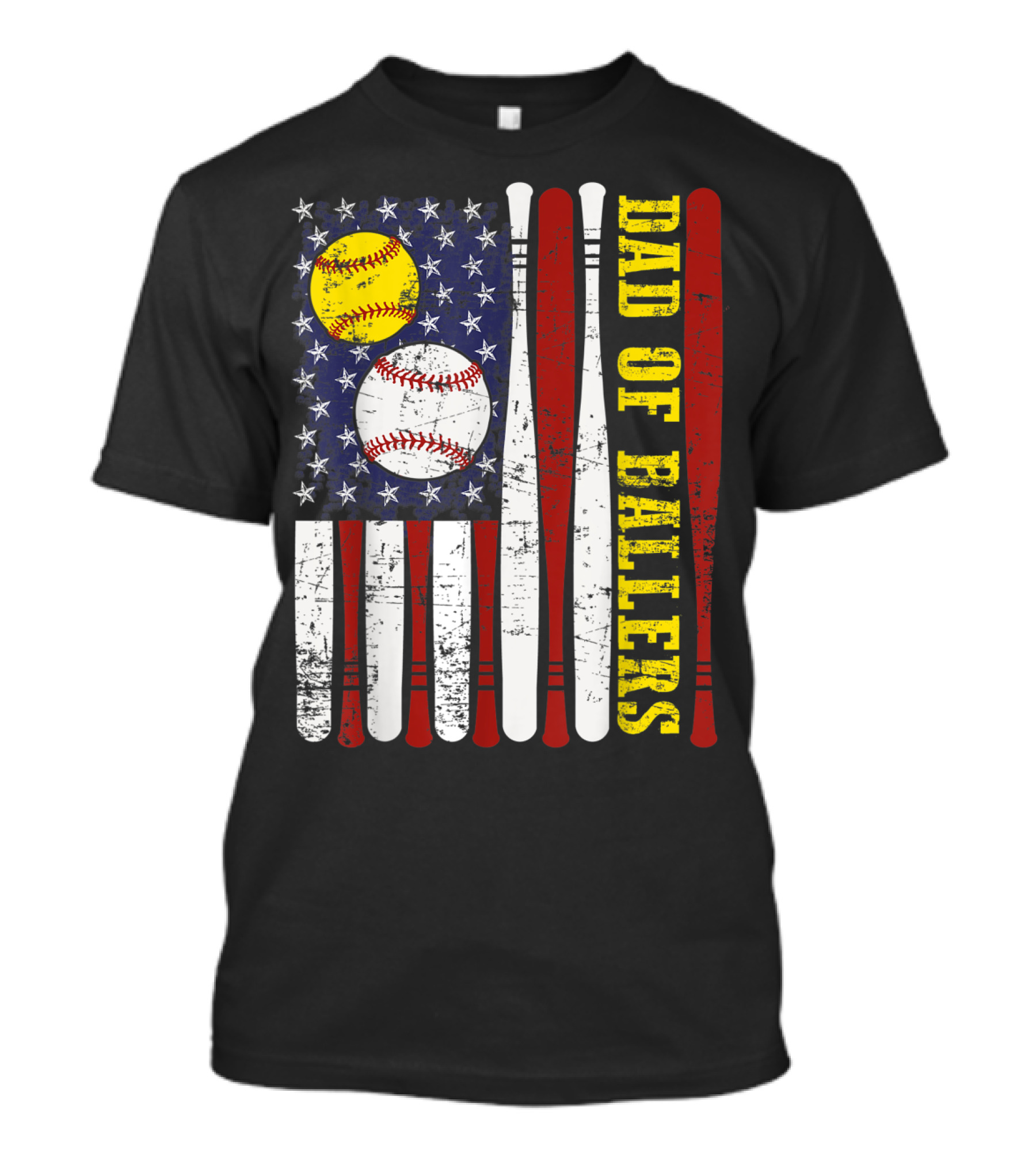 Dad Of Ballers American Flag Baseball Softball T-Shirt