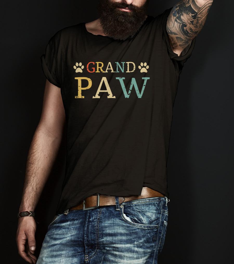 Dog Grand Paw Puppy Lovers Vintage Funny Paw Print Te T-Shirt