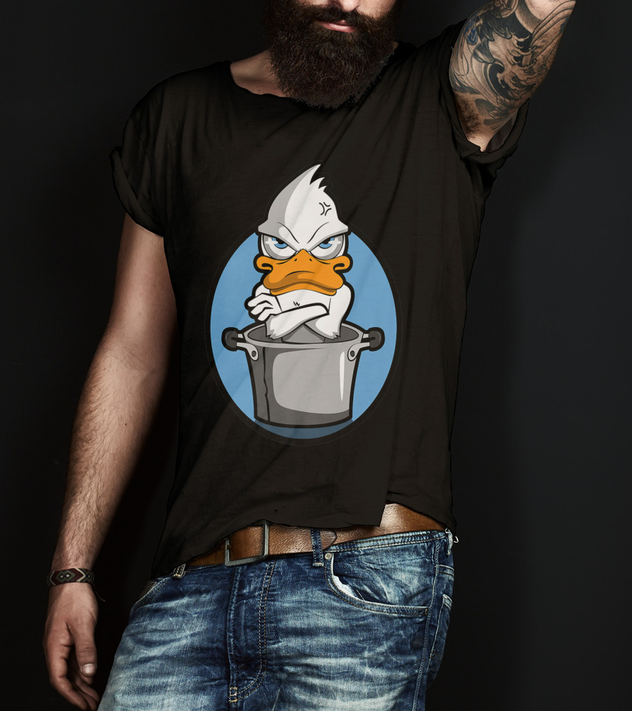 Grumpy Duck In Cooking Pot Angry Expression T-Shirt