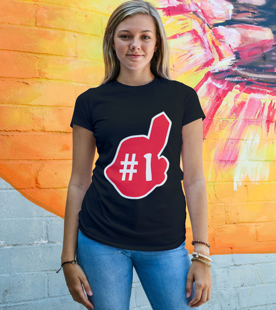 1 Cleveland Hometown Indian Tribe Vintage B Number 1 Foam Finger T-Shirt