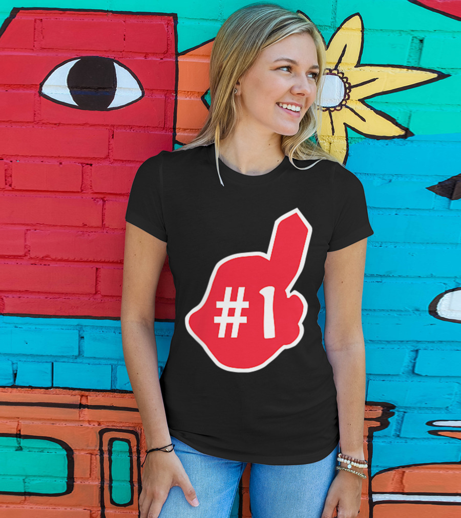1 Cleveland Hometown Indian Tribe Vintage B Number 1 Foam Finger T-Shirt