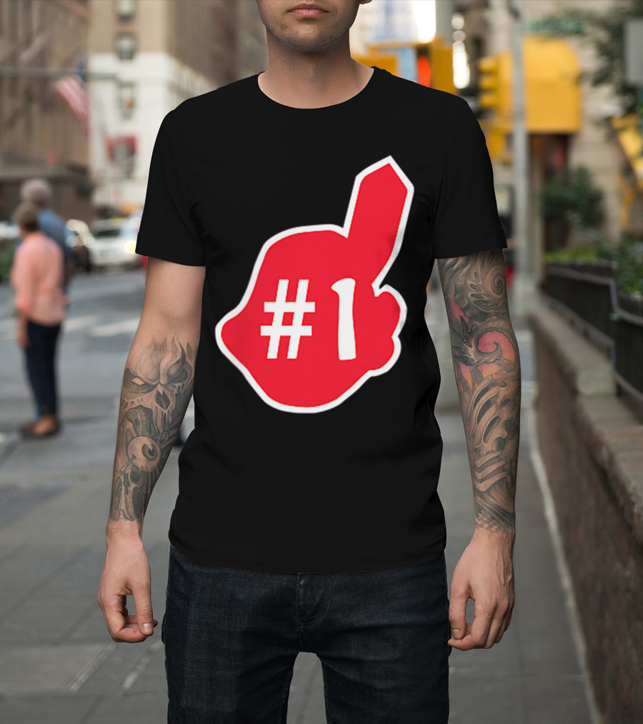 1 Cleveland Hometown Indian Tribe Vintage B Number 1 Foam Finger T-Shirt