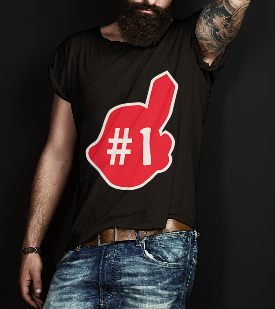 1 Cleveland Hometown Indian Tribe Vintage B Number 1 Foam Finger T-Shirt