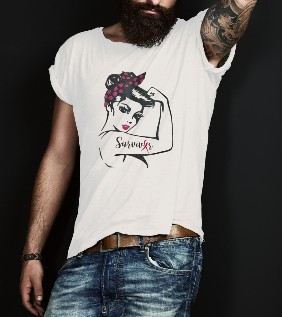 Rosie The Riveter Breast Cancer Survivor We Can Cure It Survivor T-Shirt