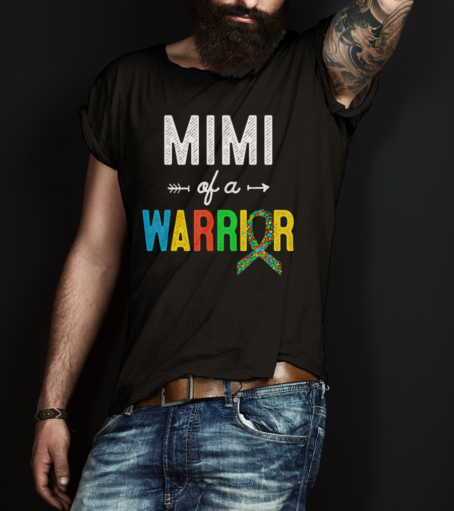 Mimi Of A Warrior Autism Awareness Puzzle T-Shirt
