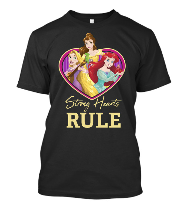 Disney Princess Rapunzel Belle Ariel Strong Hearts Rule T-Shirt