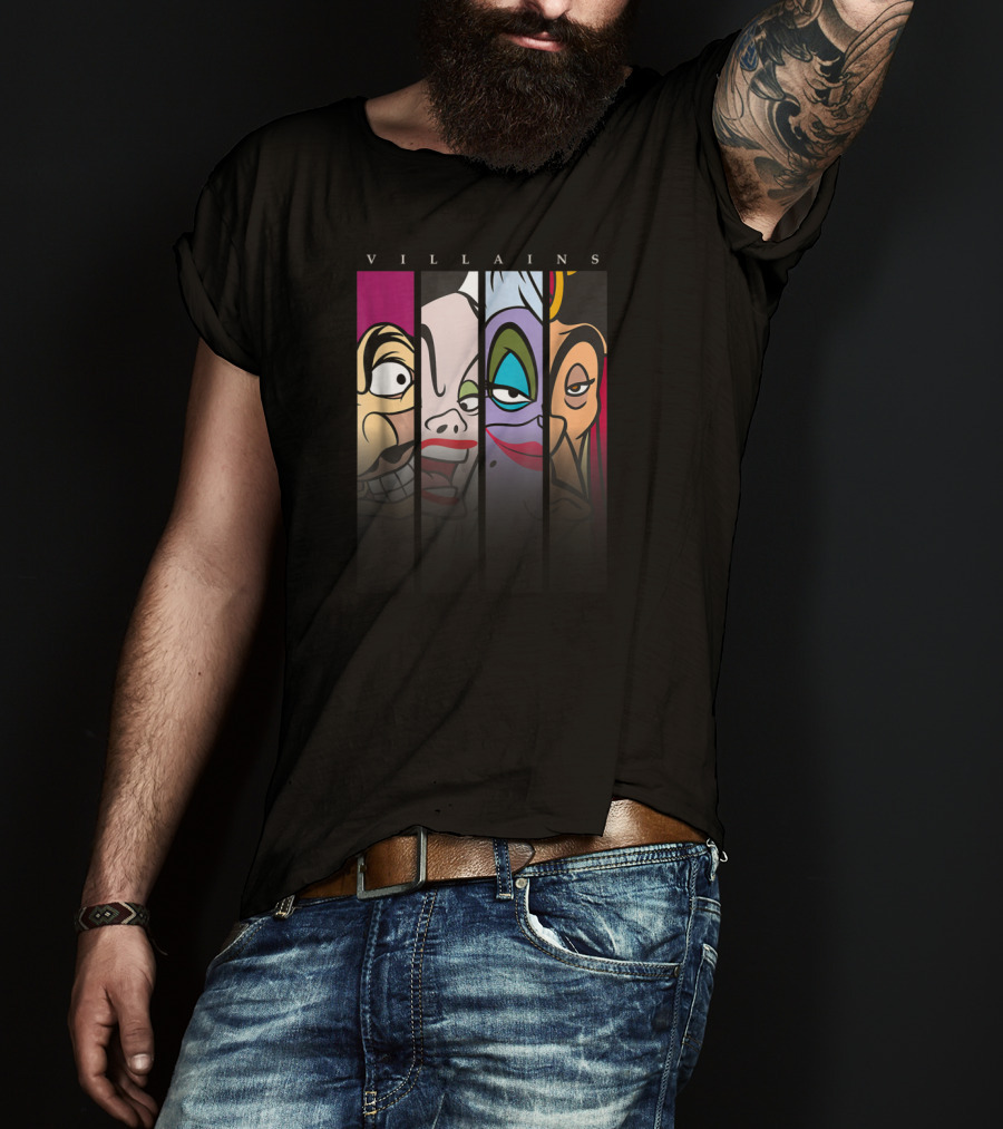 Villains Disney Evil Characters Split-Face T-Shirt