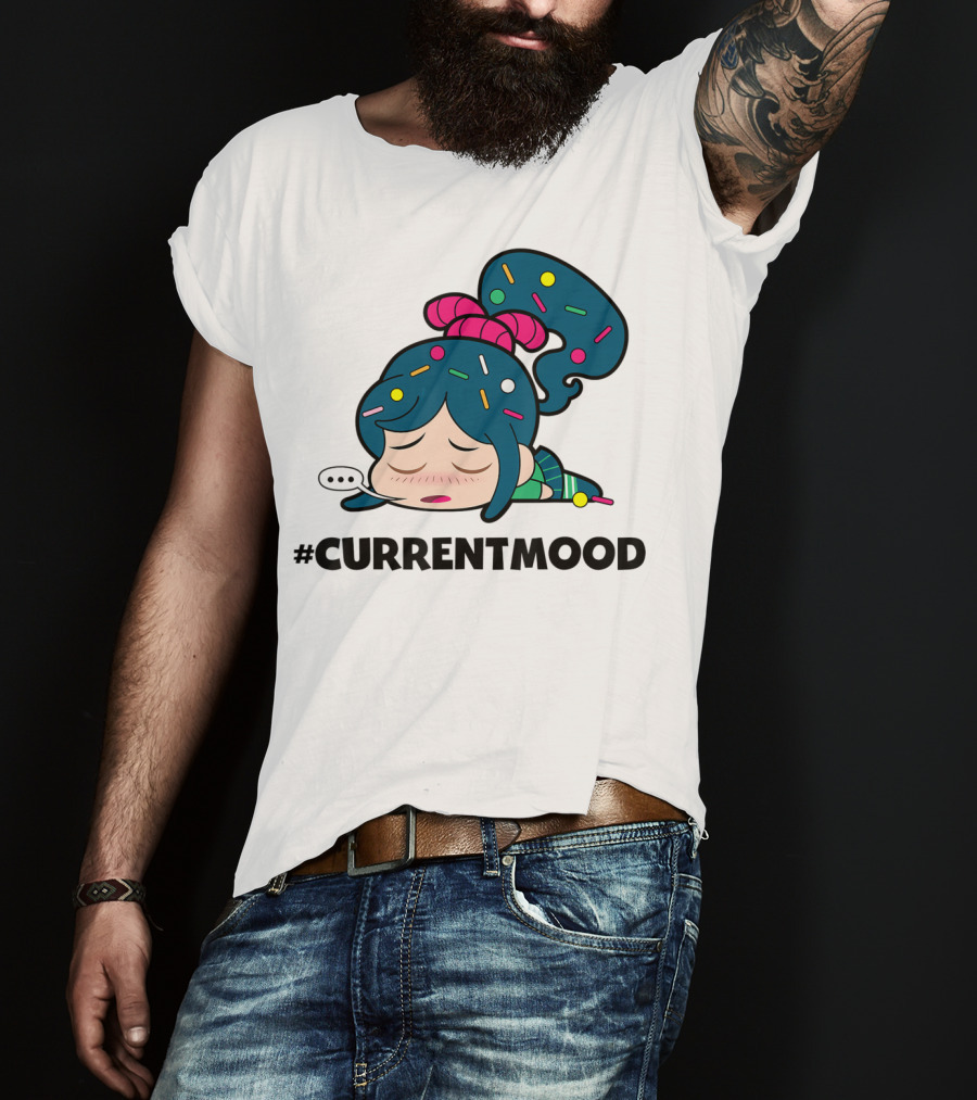 Disney Wreck It Ralph Vanellope #CurrentMood Sprinkles Hair Exhausted Expression T-Shirt