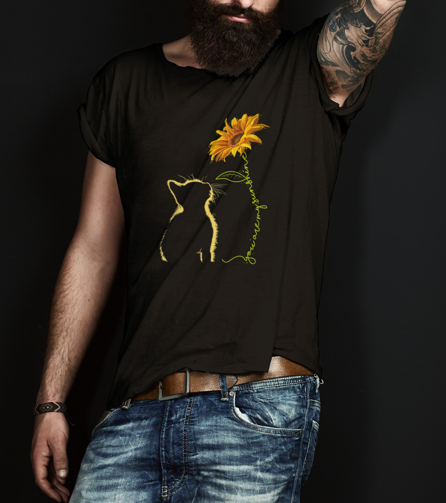 You Are My Sunshine Cat With Sunflower T-Shirt