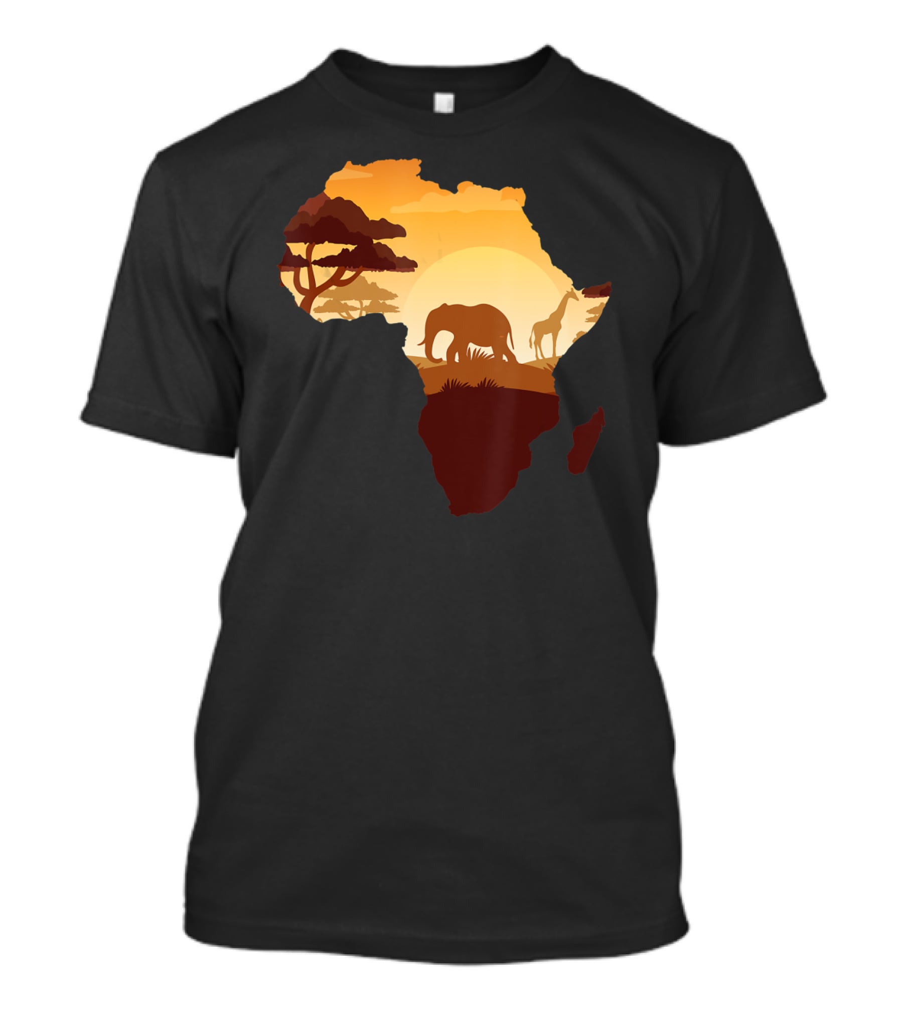 Wildlife Safari Animals Ivory Elephant Africa Silhouette Sunset T-Shirt