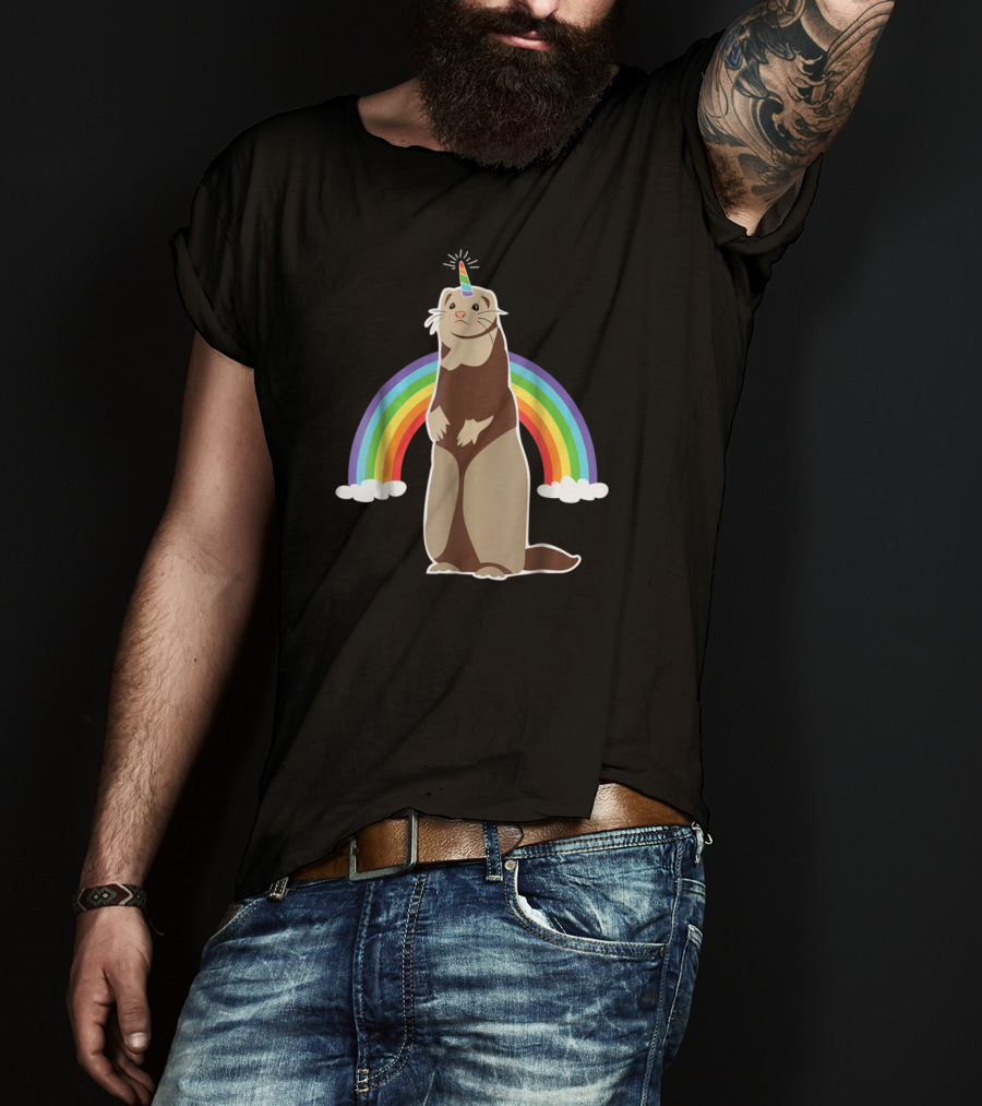 Ferret Unicorn Rainbow Magic Fantasy T-Shirt