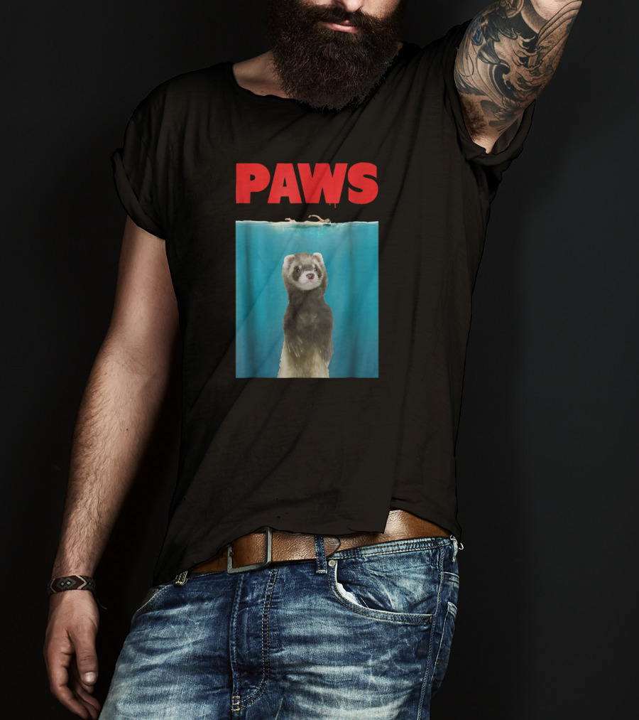Paws Ferret Jaws Parody For Ferret Lovers T-Shirt