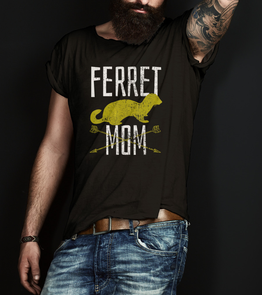 Ferret Mom Mother Pet Vintage Style With Arrows T-Shirt
