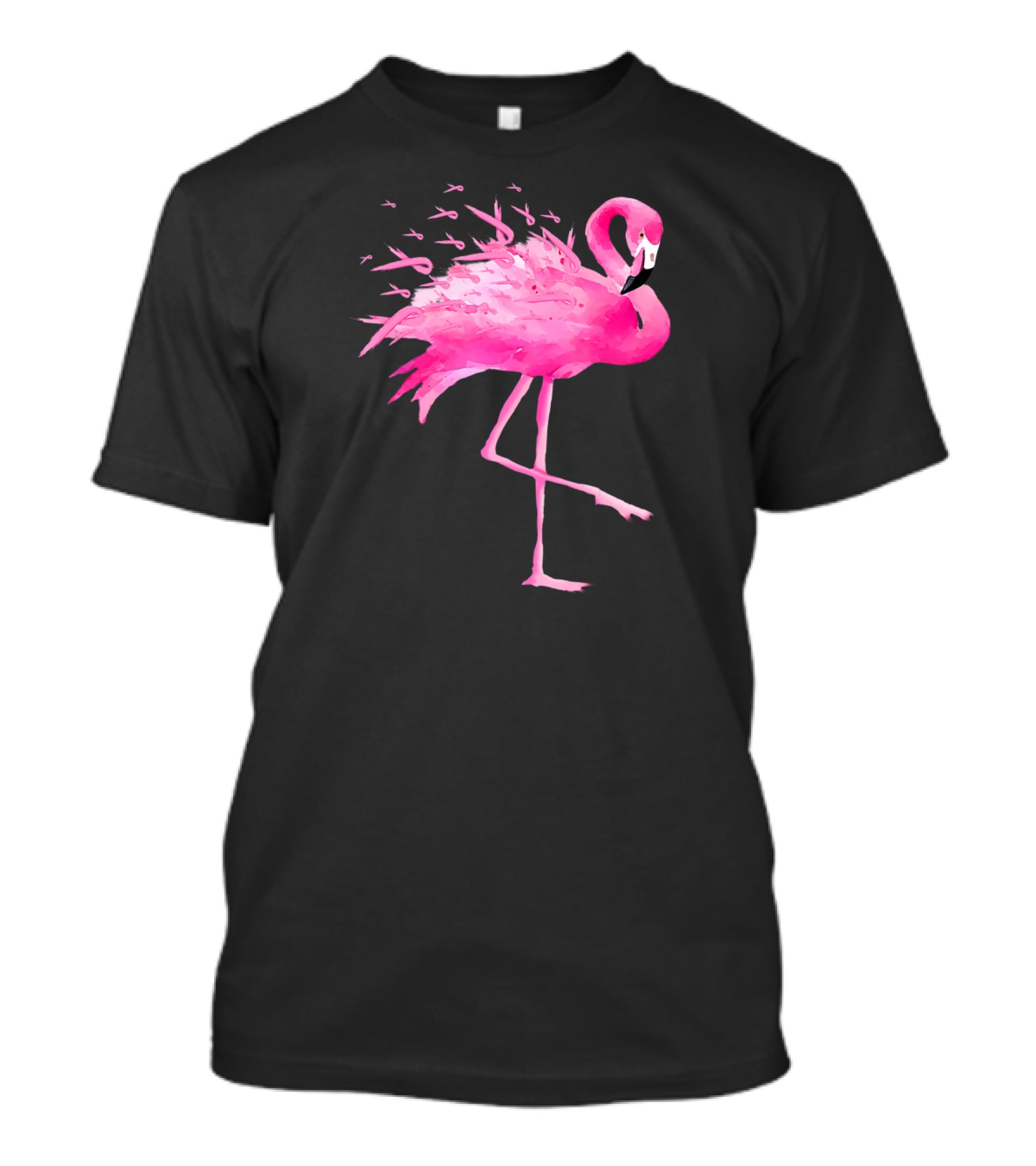 Flamingo Breast Cancer Awareness Pink Ribbon T-Shirt