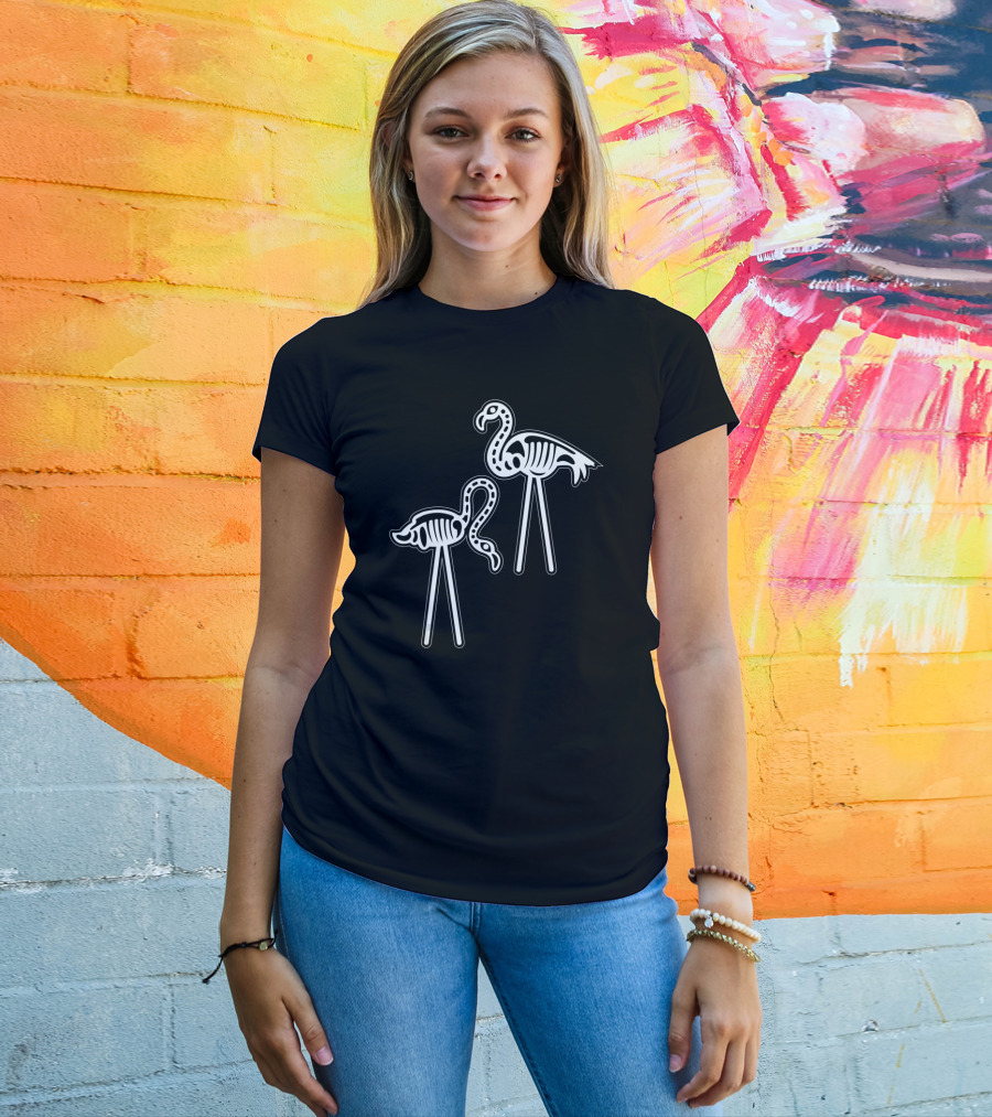 Flamingo Skeleton Funny Halloween Luau Party T-Shirt