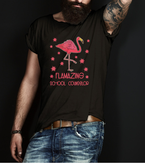 Flamazing School Counselor Pink Flamingo Appreciation T-Shirt