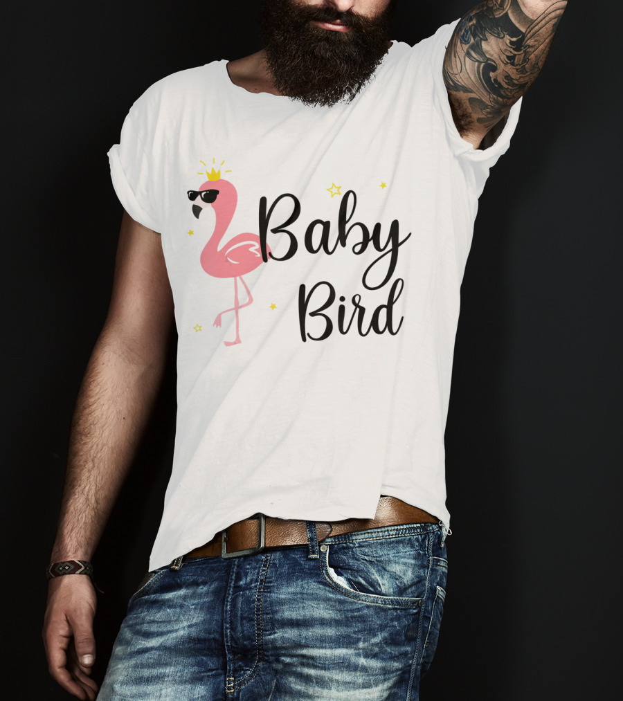 Baby Bird Flamingo Sunglasses Crown Stars T-Shirt