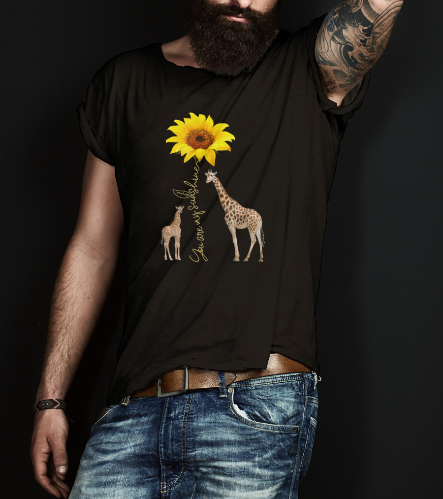 Sunflower You Are My Sunshine Giraffe With Mother And Calf T-Shirt