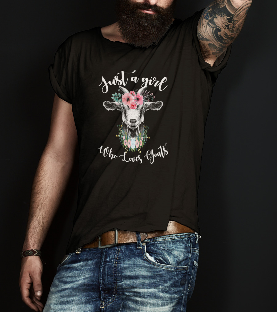 Just A Girl Who Loves Goats Floral Goat Lover T-Shirt