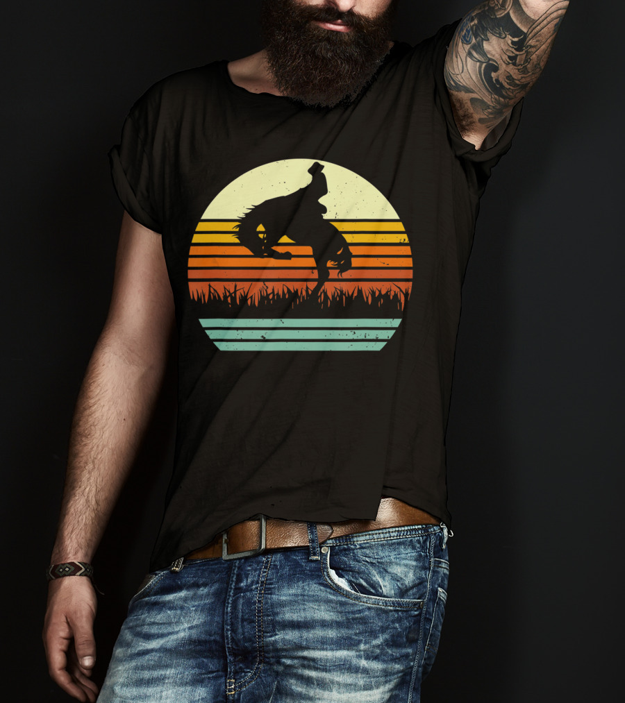 Bucking Bronco Horse Sunset T-Shirt
