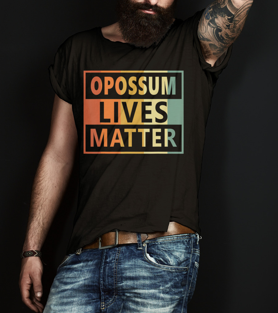 Opossum Lives Matter Vintage Vegan Opossum Lover Retro Stripes T-Shirt