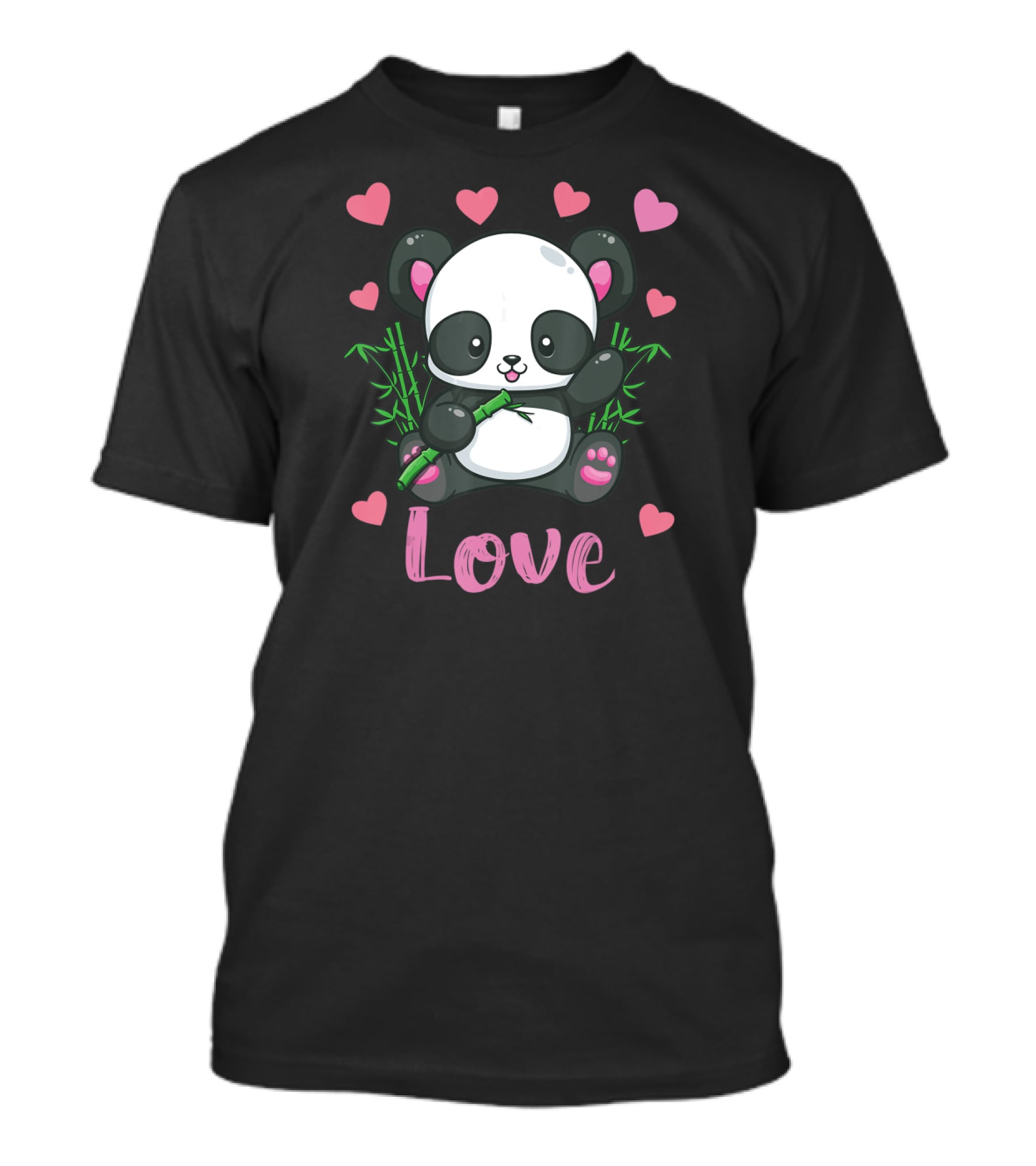 Girls Cute Panda Bear Hearts Love T-Shirt