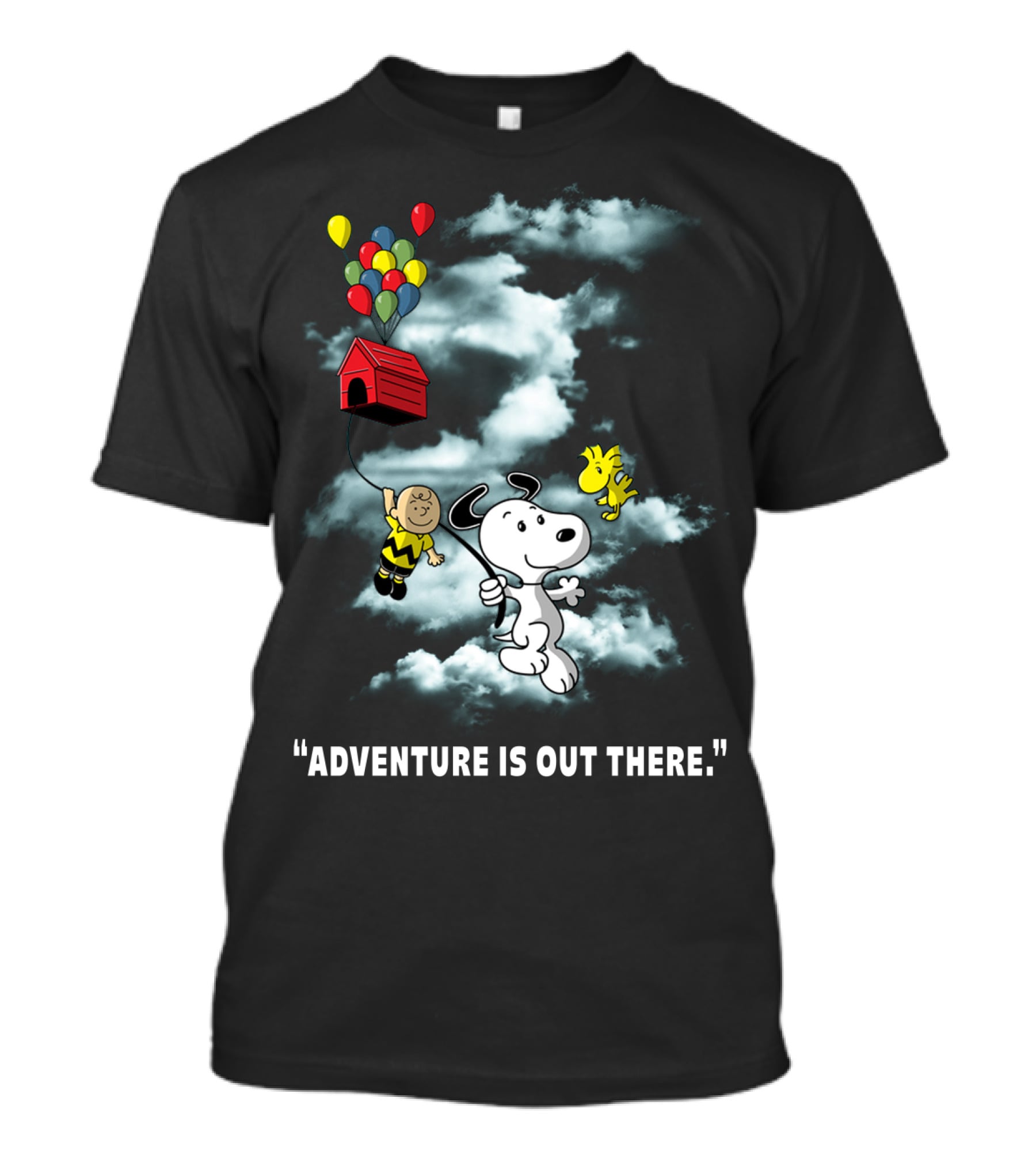 Adventure Is Out There Charlie Brown Snoopy Woodstock Balloons Peanuts T-Shirt
