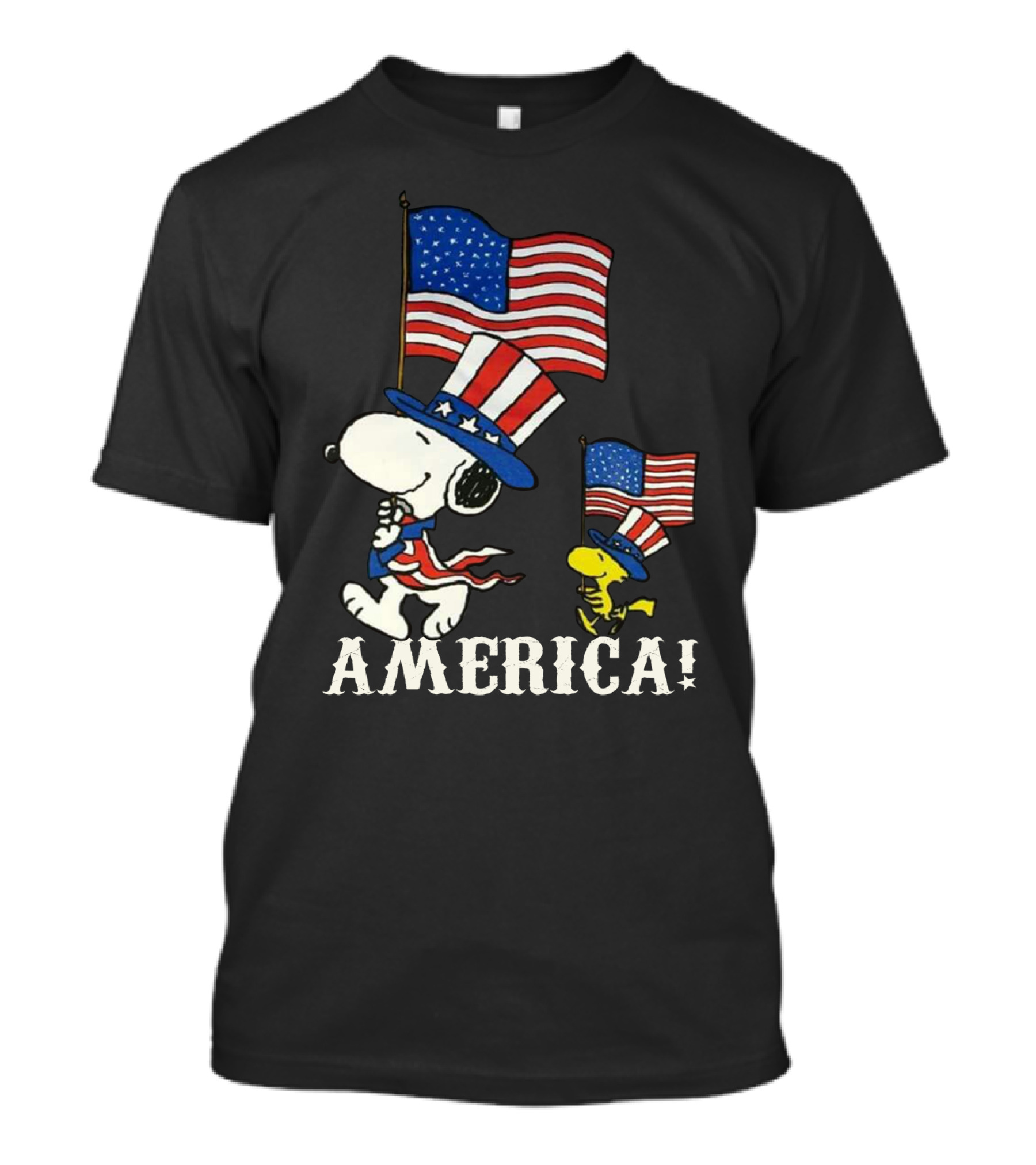 Snoopy And Woodstock America Flag Peanuts Movie T-Shirt
