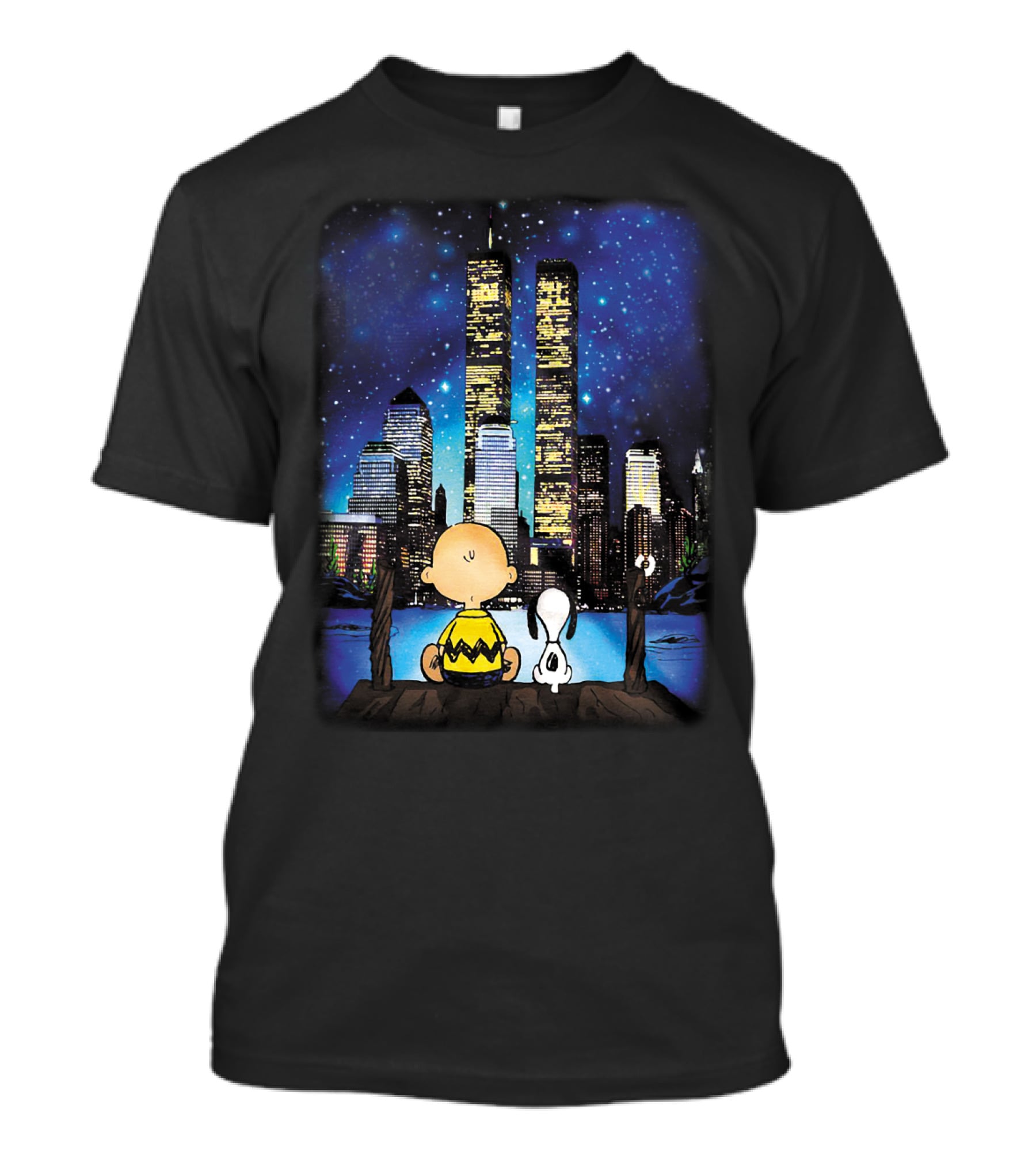 Always Remember Snoopy The Peanuts Movie Twin Towers Charlie Brown Night Sky T-Shirt