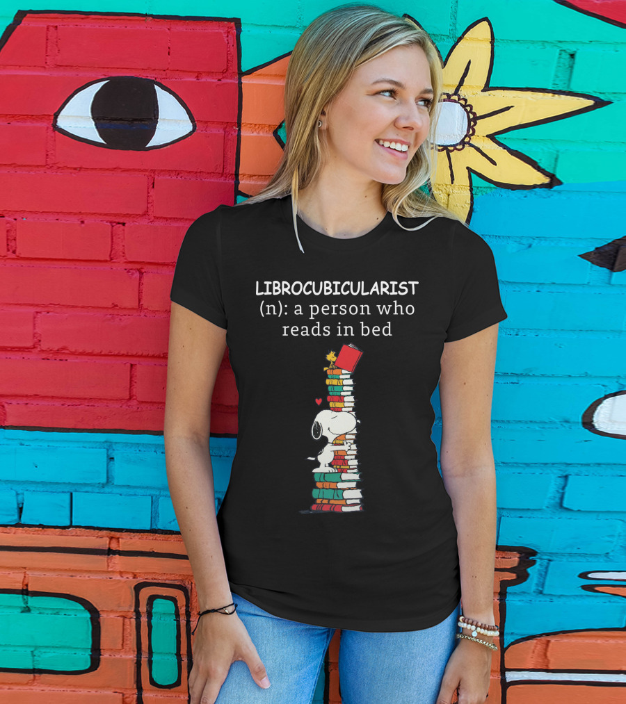 Librocubicularist Snoopy The Peanuts Movie A Person Who Reads In Bed T-Shirt