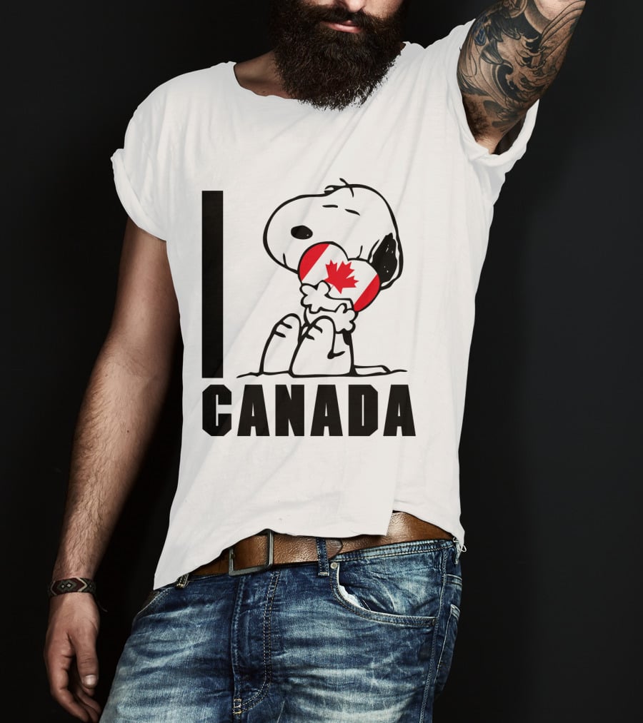 I Love Canada Snoopy Hugging Maple Leaf The Peanuts Movie T-Shirt