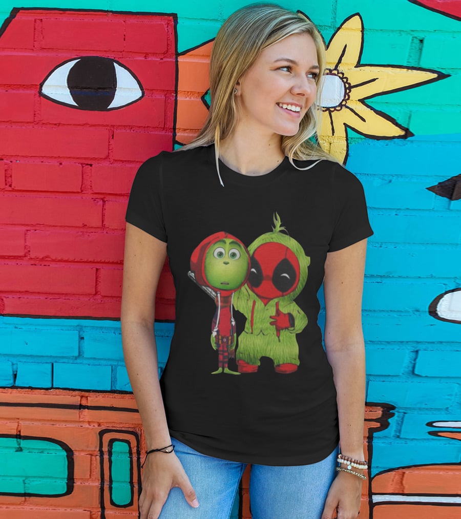 Baby Deadpool And Grinch Mashup Playful Duo T-Shirt