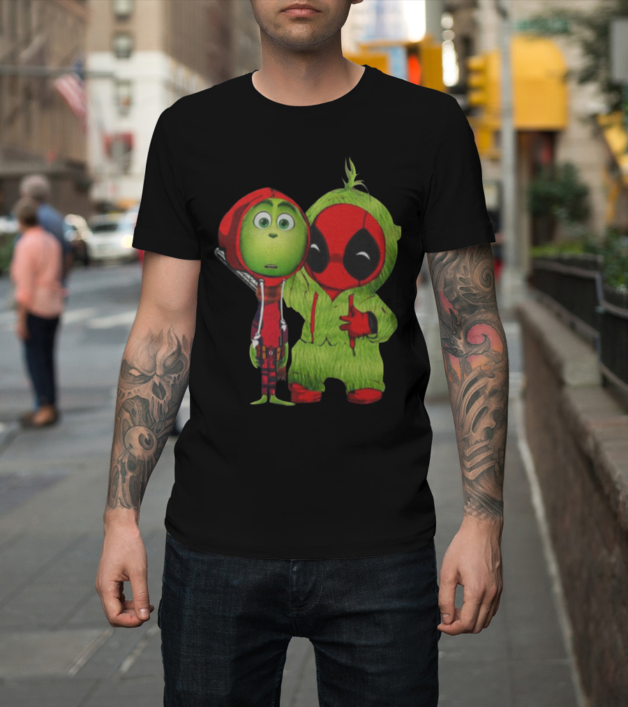 Baby Deadpool And Grinch Mashup Playful Duo T-Shirt