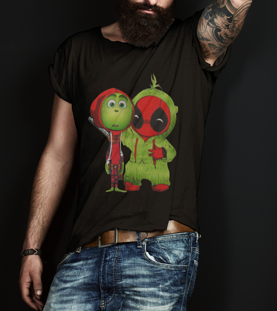 Baby Deadpool And Grinch Mashup Playful Duo T-Shirt