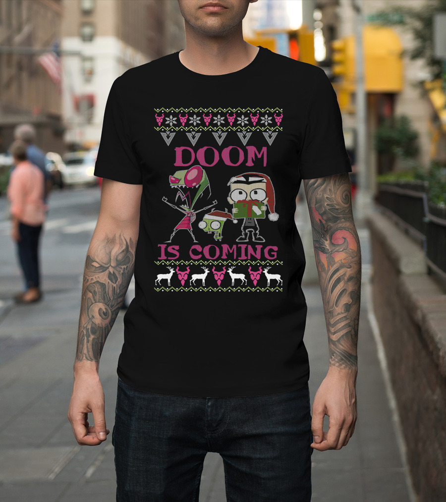 Doom Is Coming Christmas Invader Zim Gir Holiday T-Shirt