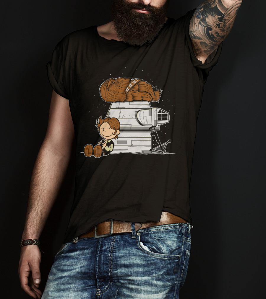 Peanuts Chewbacca Star Wars Snoopy Millennium Falcon T-Shirt