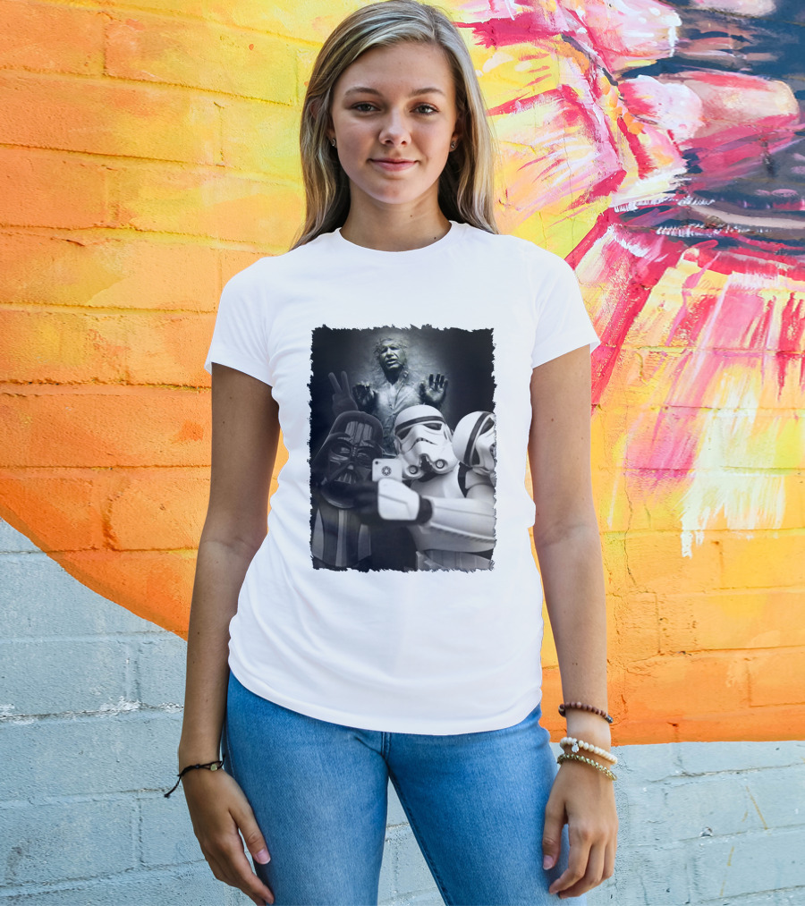 Selfie Together Darth Vader Stormtroopers Han Solo Frozen Star Wars T-Shirt