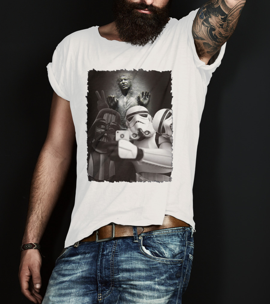 Selfie Together Darth Vader Stormtroopers Han Solo Frozen Star Wars T-Shirt