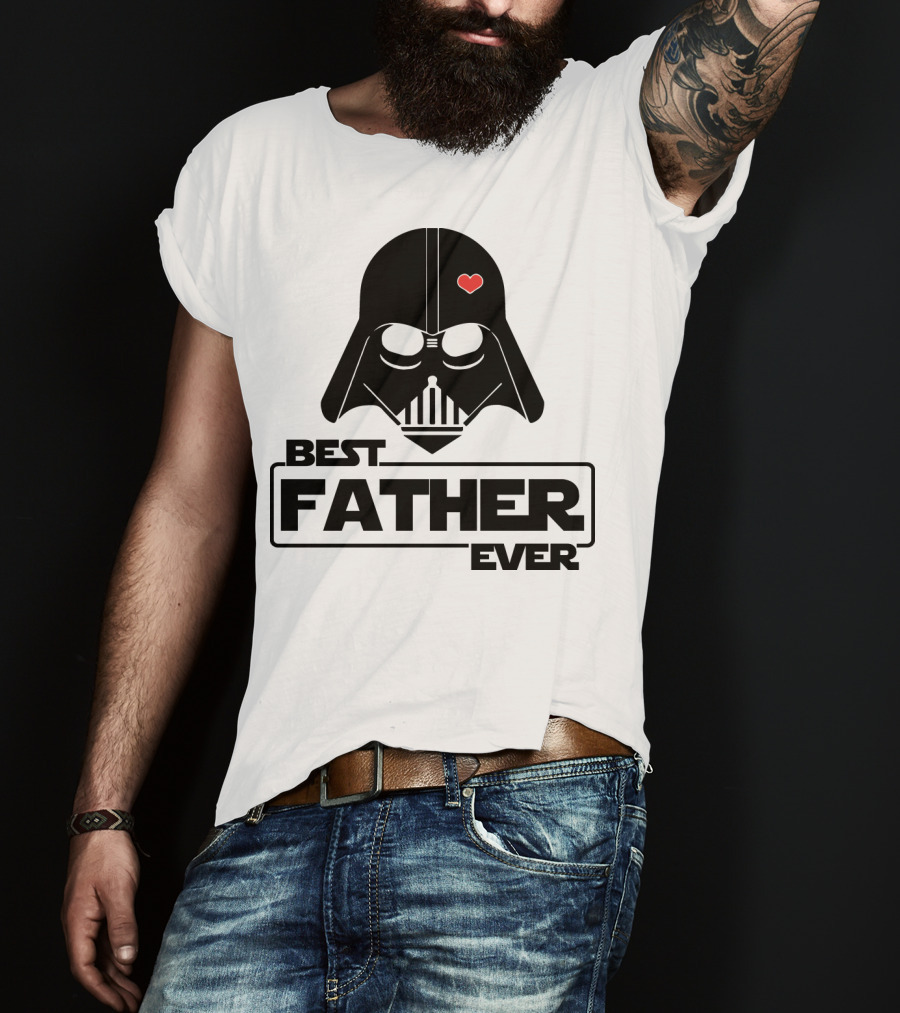 Best Father Ever Father's Day Darth Vader Star Wars Helmet Heart T-Shirt