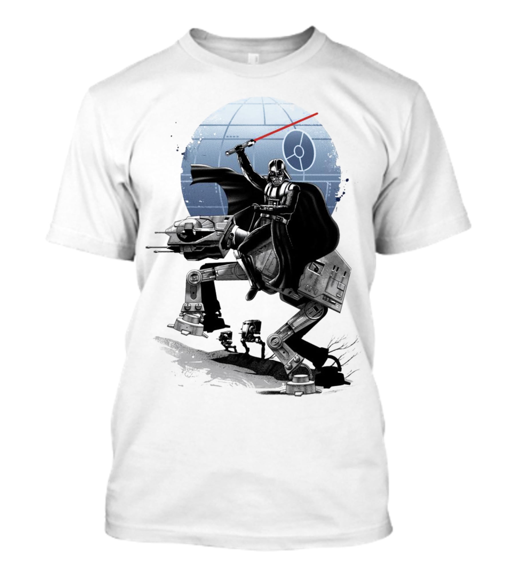 To The War Sumie Japanese Style Darth Vader On AT-AT Star Wars Death Star Background T-Shirt