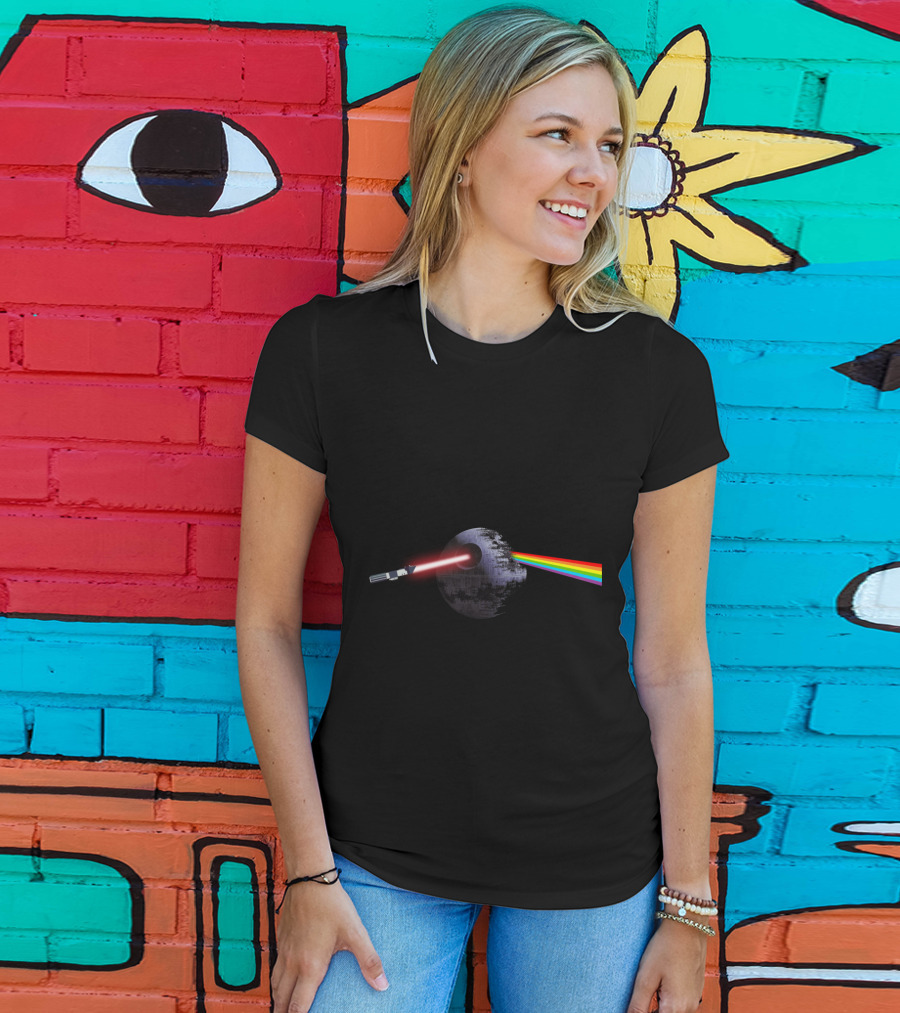 Dark Side Of The Death Star Wars Rainbow Prism T-Shirt