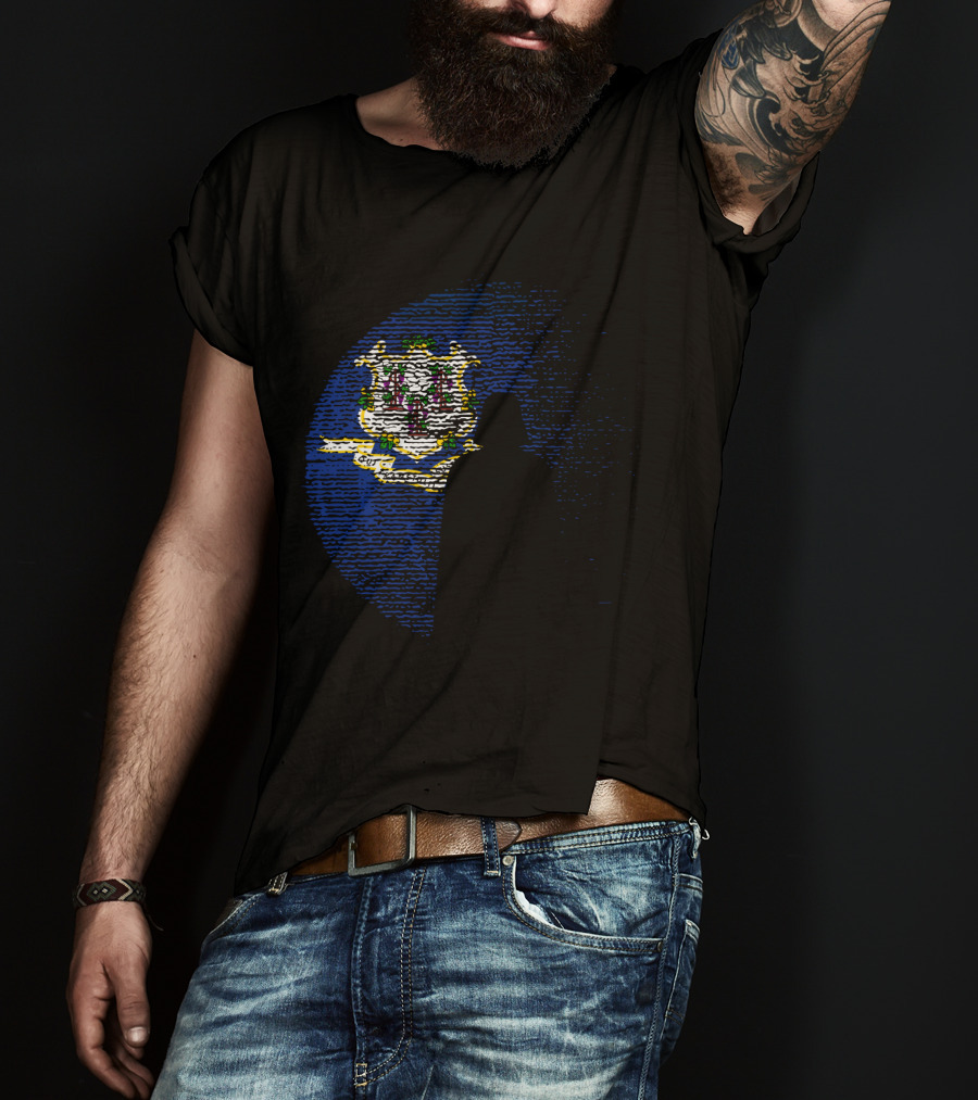 Connecticut State Flag Darth Vader Silhouette Death Star Icon Moon Star Wars T-Shirt