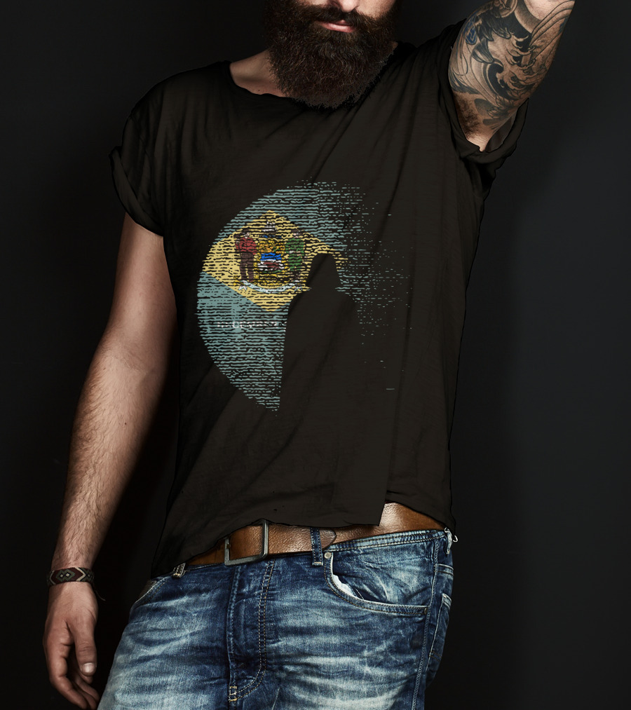 Vader Silhouette Over Delaware State Flag T-Shirt