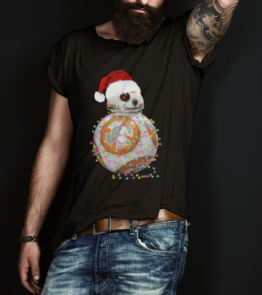 BB-8 Christmas Lights Droids Star Wars Holiday Santa Hat T-Shirt