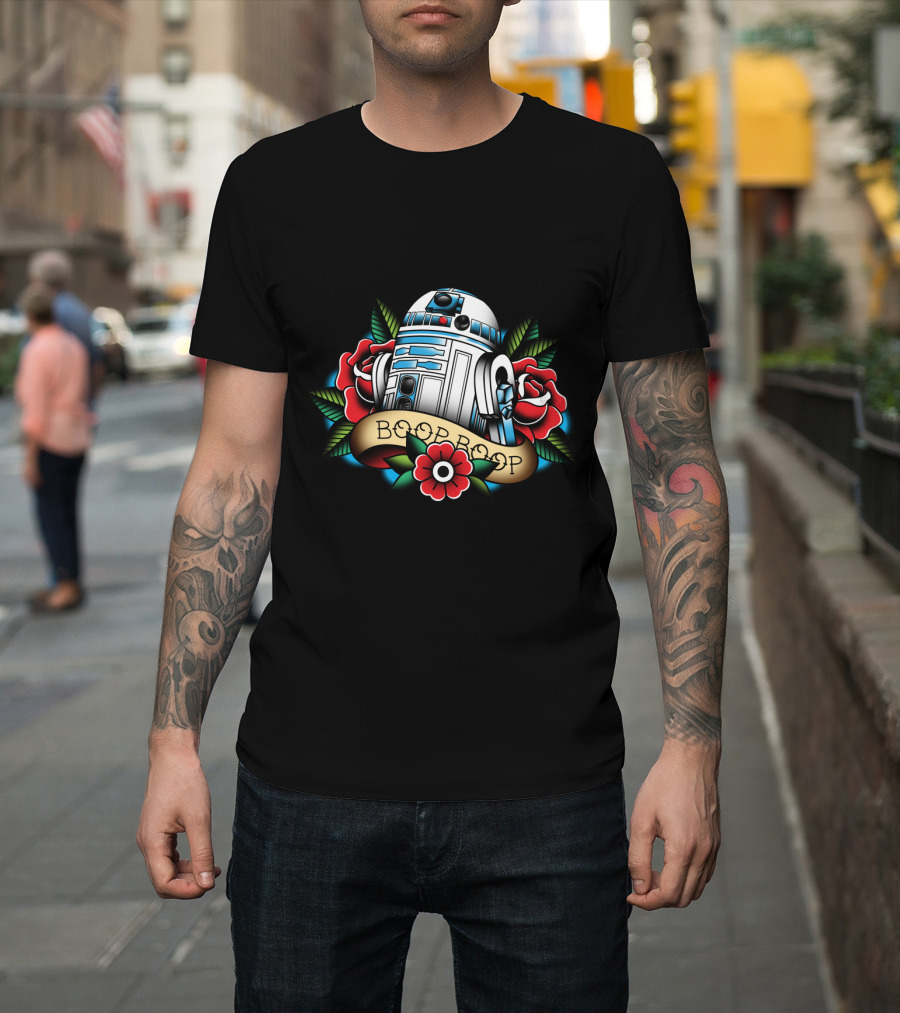 Boop Boop Floral R2 D2 Star Wars Roses Droids T-Shirt