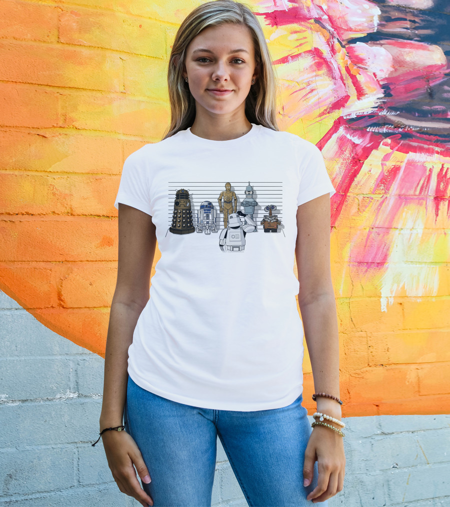 Not What You're Looking For Droids Star Wars Dalek R2D2 C3PO Bender Wall-E Robot Lineup T-Shirt