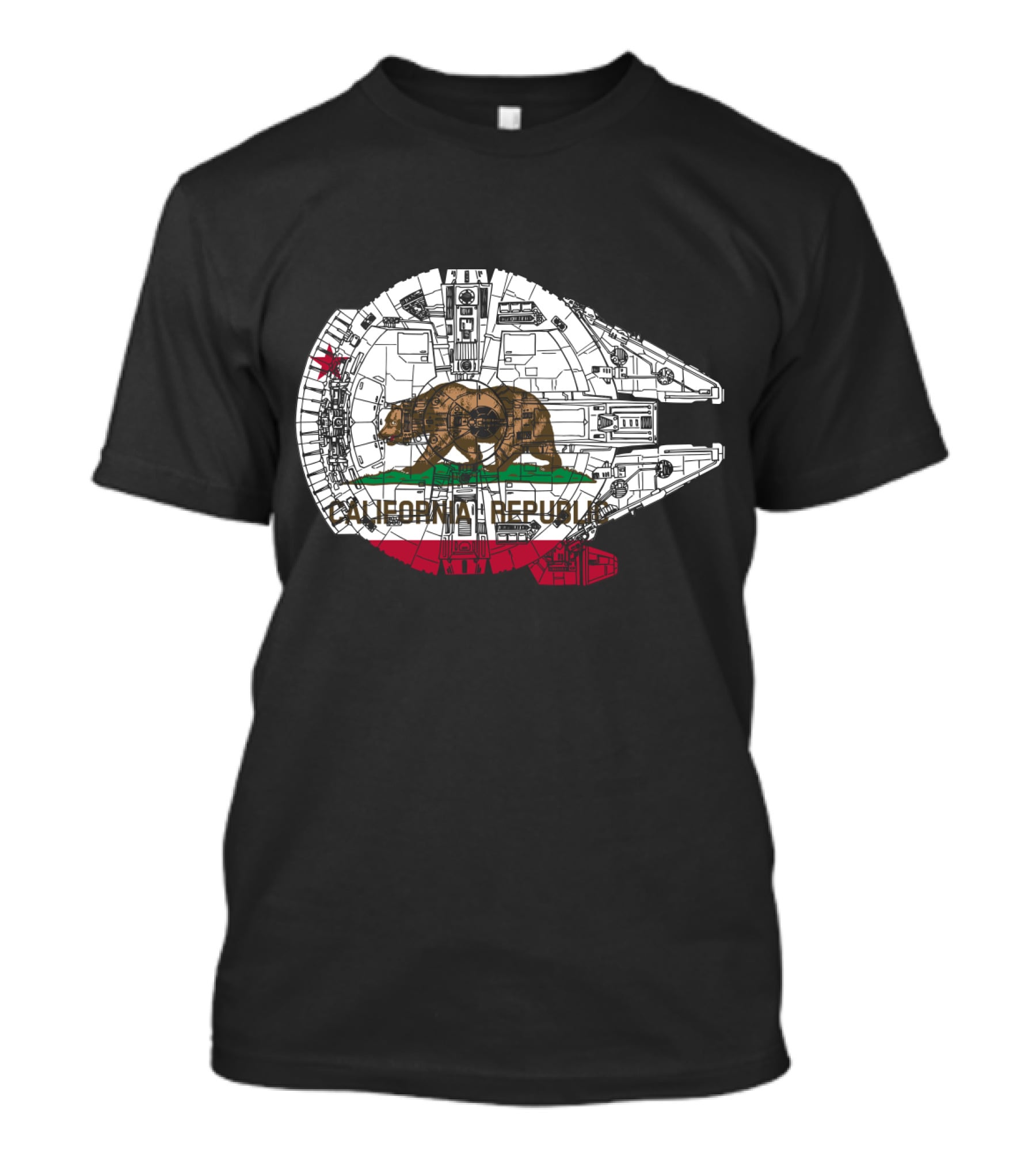 California Republic Bear And The Millennium Falcon Overlap T-Shirt