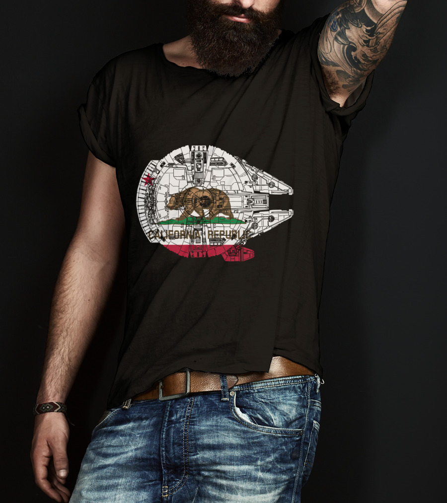 California Republic Bear And The Millennium Falcon Overlap T-Shirt